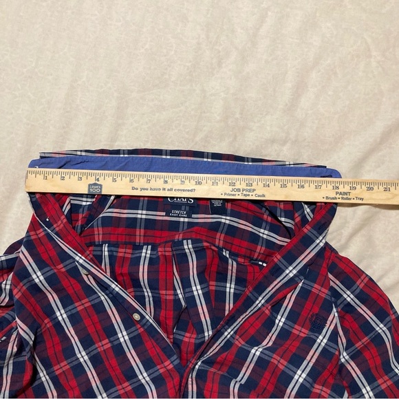 CHAPS Red, White, & Blue Button Down Long Sleeve Shirt | Stretch Easy Care - Picture 6 of 14